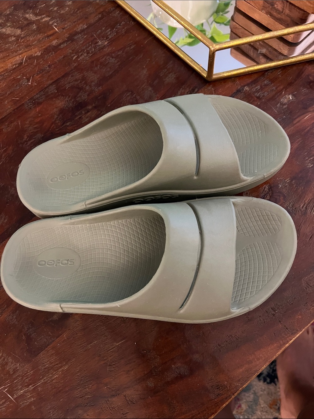 OOFOS Women’s Slide Sandals in Sage